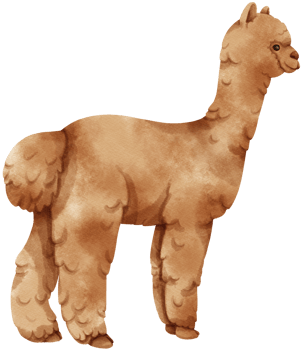 Brown Alpaca watercolor farm animals png
