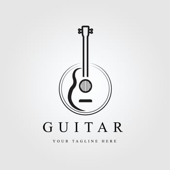 guitar line art logo, icon and symbol, vector illustration design