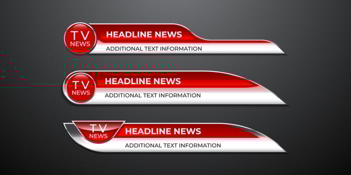 Broadcast news lower third modern banner template for television, video and media channel vector
