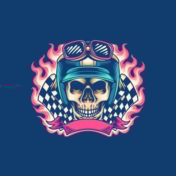 Skull Retro Rider Motorcycle Illustration vector