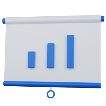 3d rendering Illustrations presentation with bar graph statistics isolated png