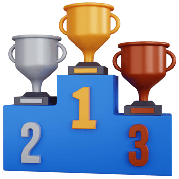 3d rendering three trophy and the podium isolated png