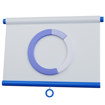 3d rendering Illustrations presentation with round graph statistics isolated png