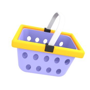 Ecommerce icon shopping basket 3d illustration png