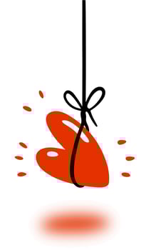 Vector color illustration in a simple style heart on a rope