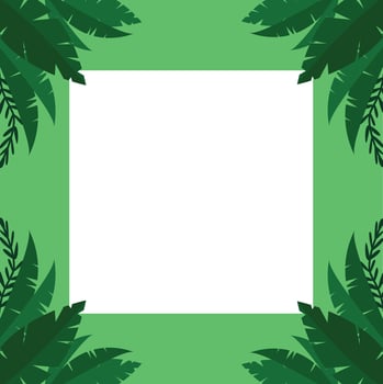 Green leaves Square frame vector