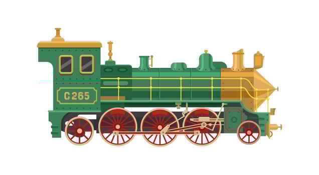Old steam locomotive. Flat vector illustration isolated on white background