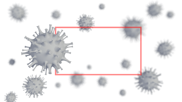 3d rendering image of covid-19 virus model and frame for text png