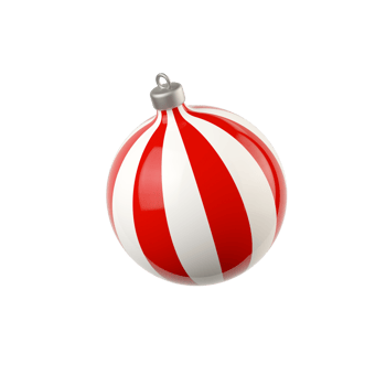 Christmas tree toy red and white color stripes 3d render png