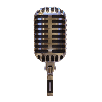 Silver Microphone Broadcast or Karaoke 3D Render Element png