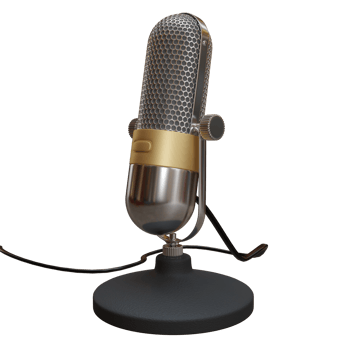 Silver Microphone Broadcast or Karaoke 3D Render Element png