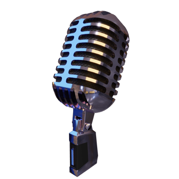 Silver Microphone Broadcast or Karaoke 3D Render Element png