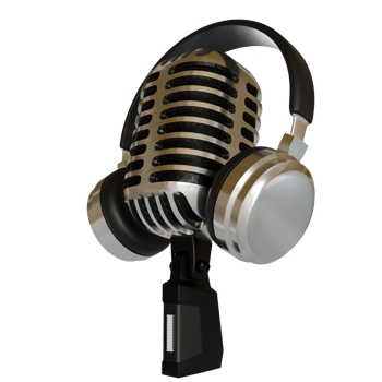 Silver Microphone Broadcast or Karaoke 3D Render Element png