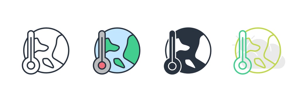 global warming icon logo vector illustration. Global temperature symbol template for graphic and web design collection