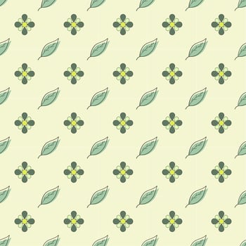 Green flower and green leaves on light yellow background vector