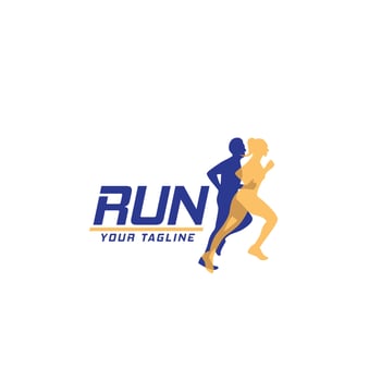 Running logo  emblem with silhouette of people running abstract  labels for sports clubs  sports tournaments  competitions  marathons and healthy lifestyle vector illustration
