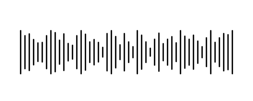 Podcast sound wave. Waveform pattern for music player, podcast, voise message, music app. Audio wave icon. Equalizer template. Vector illustration isolated on white background