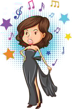 Female singer cartoon character vector