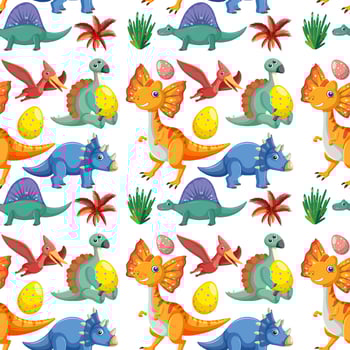Cute dinosaur seamless pattern vector