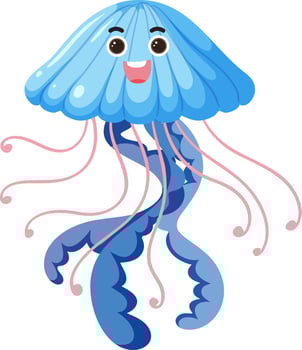 Jellyfish in cartoon style vector