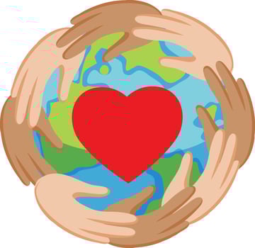 Earth globe symbol with heart vector
