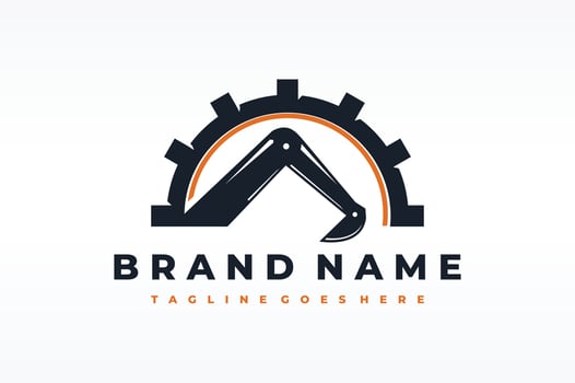 excavator gear logo vector