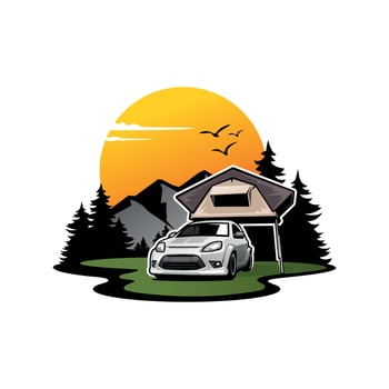 city car wih roof tent illustration logo vector