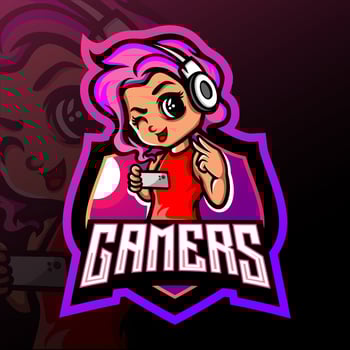 Gamer girl mascot. esport logo design vector