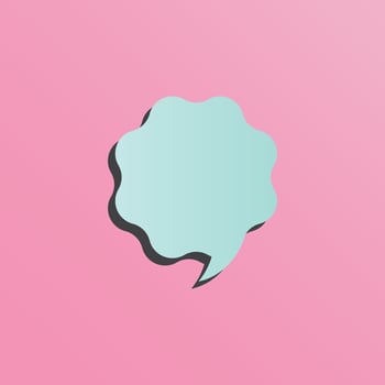 Bubble speech text pink background vector