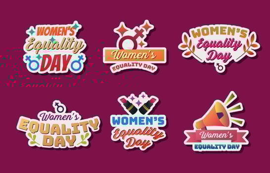 Women Equality Day Sticker Set vector
