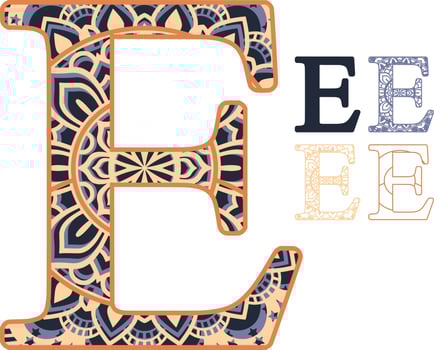 Letter Mandala Print Multilayer Laser Cut File vector