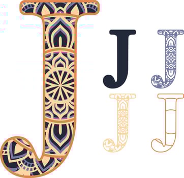Letter Mandala Print Multilayer Laser Cut File vector