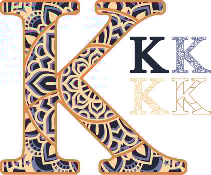 Letter Mandala Print Multilayer Laser Cut File vector