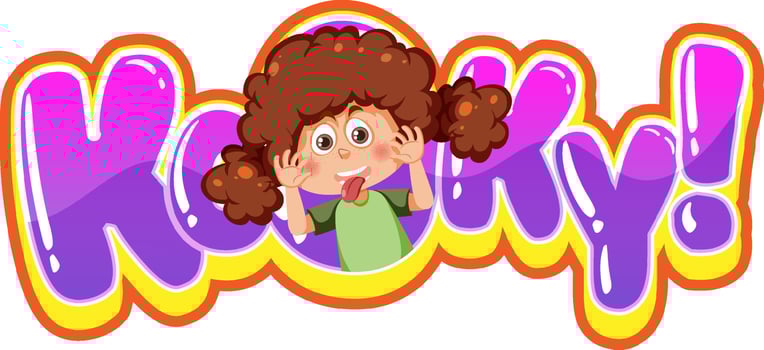 Kooky text word banner comic style with cartoon character expression vector
