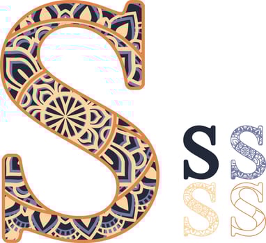 Letter Mandala Print Multilayer Laser Cut File vector