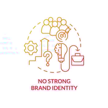 No strong brand identity red gradient concept icon. Problem faced by business abstract idea thin line illustration. Weak brand promise. Isolated outline drawing. vector