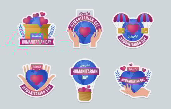 World Humanitarian Day Stickers vector
