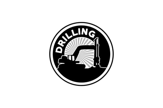 Contractor, trench digger and drilling rig logo design inspiration Heavy equipment logo vector for construction company. Creative excavator illustration for logo template.
