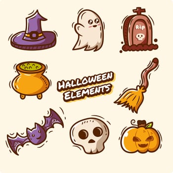 cute halloween elements collection vector