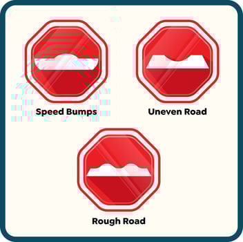 Uneven road surface sign, Speed bump sign. vector