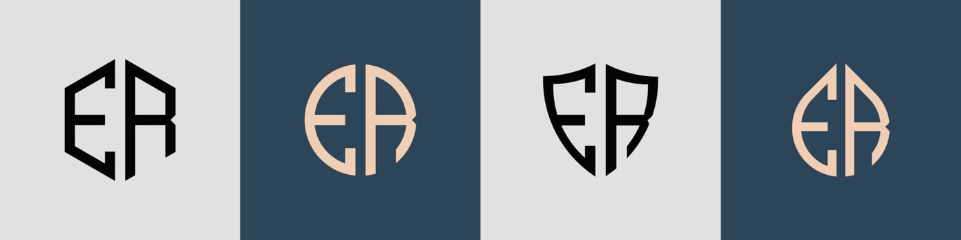 Creative simple Initial Letters ER Logo Designs Bundle. vector