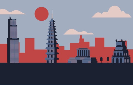 Hanoi city flat illustration vector