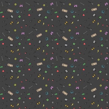 Seamless gaming background. seamless pattern with doodle gaming icons. gaming vector icons