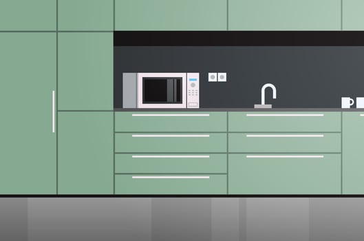 Modern kitchen interior no people and home appliances concept flat design illustration. vector