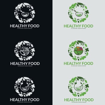 Healthy Food Vector. Vector icon template for vegan restaurant, diet menu, natural products.