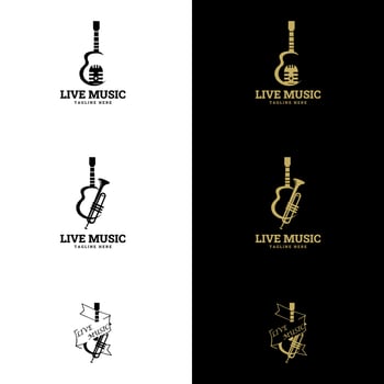 Set of vector guitar logo. A Music Shop Logo with a Guitar Silhouette