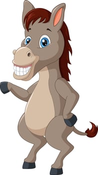 Cute donkey cartoon waving hand vector