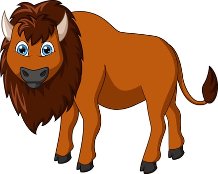 Cute bison cartoon isolated on white background vector