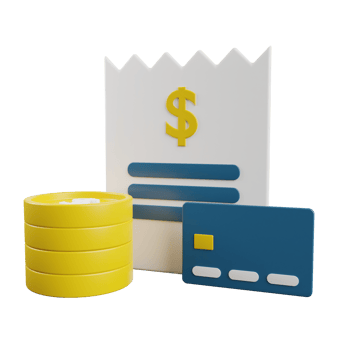 Finance with Coins and Credit Card 3D Illustration png