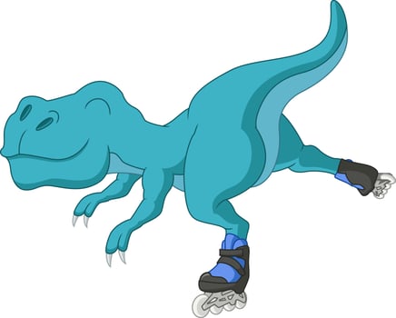 Cute dinosaur cartoon playing rollerblading vector